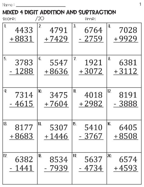 4 digit addition without regrouping|4 Digit Addition and Subtraction .